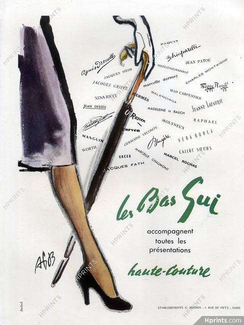 Bas Gui (Stockings Hosiery) 1950 Ets Verdier (Version - Signature)