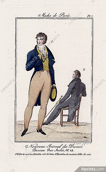Nouveau Journal des Dames 1821 Modes de Paris N°7 Dandy, A. Hubert Lefèvre Engraver