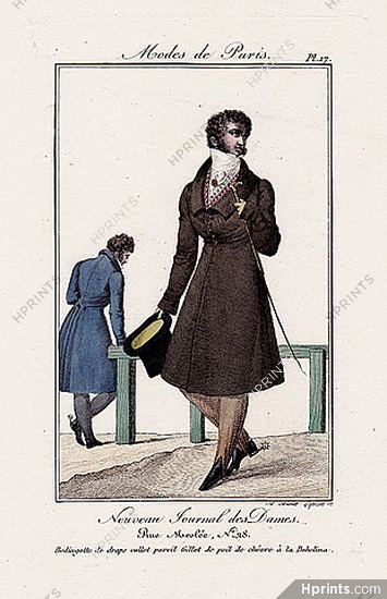 Nouveau Journal des Dames 1821 Modes de Paris N°17 Dandy, A. Hubert Lefèvre Engraver