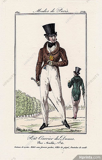 Petit Courrier des Dames 1822 Modes de Paris N°80 Dandy