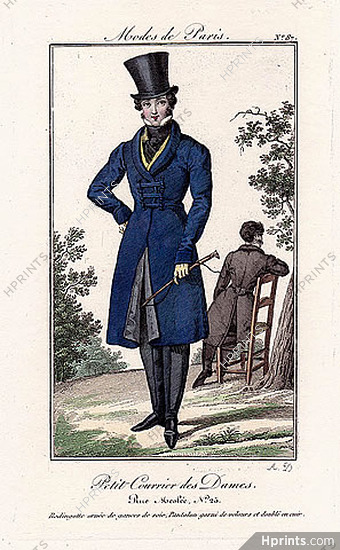Petit Courrier des Dames 1822 Modes de Paris N°87 Dandy, A. Delvaux Engraver