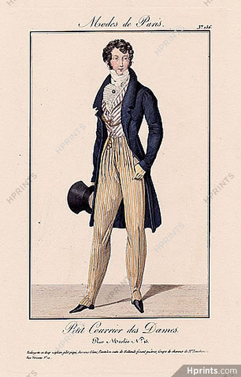 Petit Courrier des Dames 1823 Modes de Paris N°136 Dandy