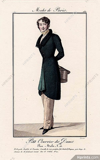 Petit Courrier des Dames 1823 Modes de Paris N°150 Dandy, Barrau Engraver