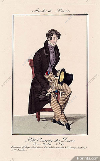 Petit Courrier des Dames 1823 Modes de Paris N°171 Dandy