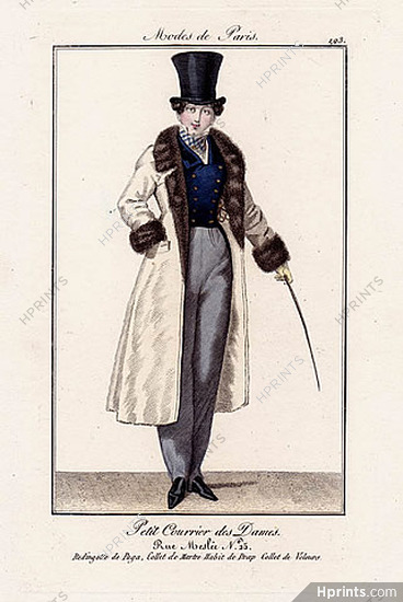Petit Courrier des Dames 1823 Modes de Paris N°193 Dandy