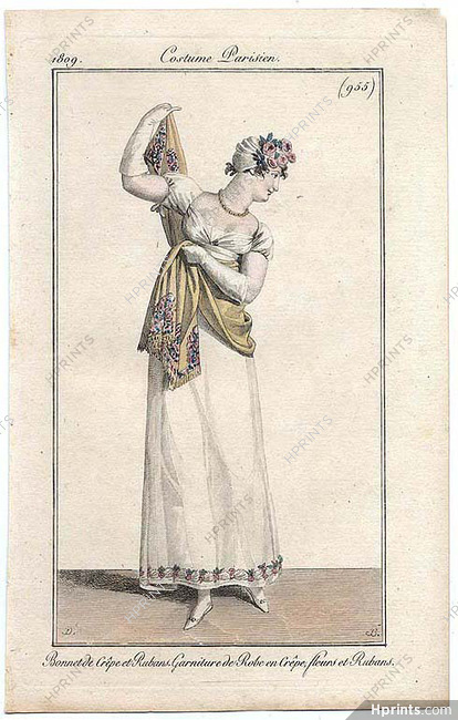 Le Journal des Dames et des Modes 1809 Costume Parisien N°955