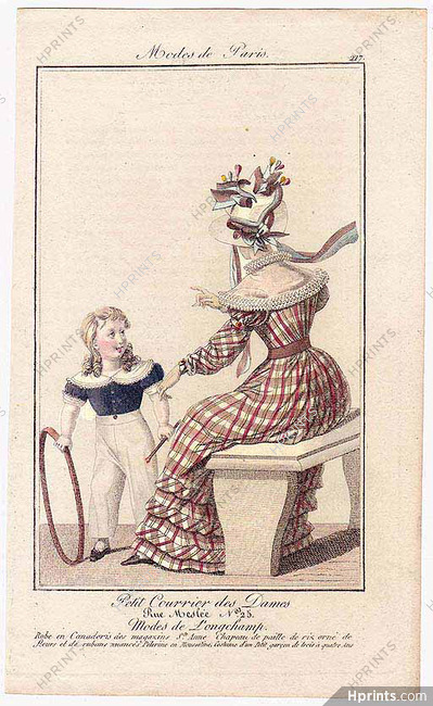 Petit Courrier des Dames 1824 Modes de Paris N°217 Julie Ribault, Hoop