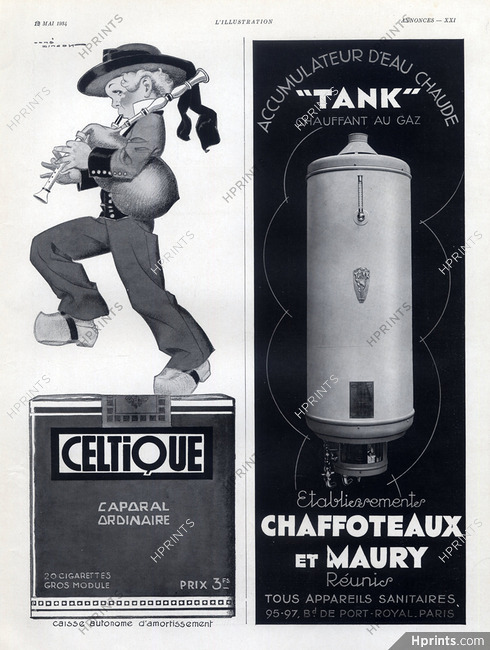 Celtique (Tobacco smoking) 1934 Musician Bretons, Regional Costumes, René Vincent