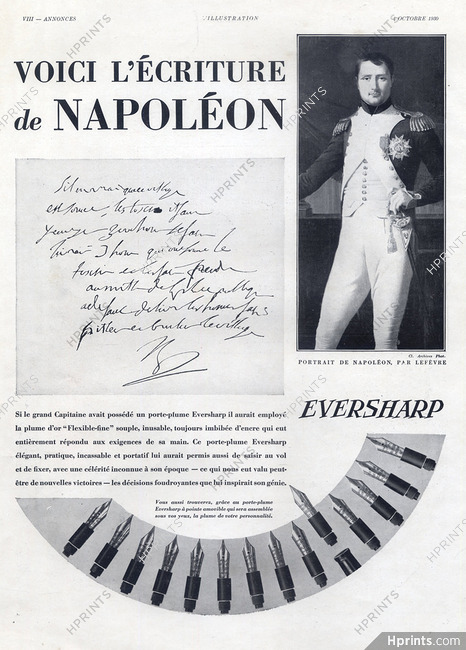Eversharp (Pens) 1930 Portrait Napoléon Lefèvre, Autograph