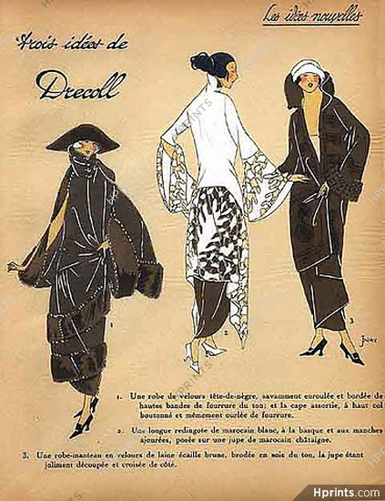 1923 Drecoll ''Les Idees Nouvelles de la Mode'' Pochoir Art Deco ''Tres Parisien'', Coat