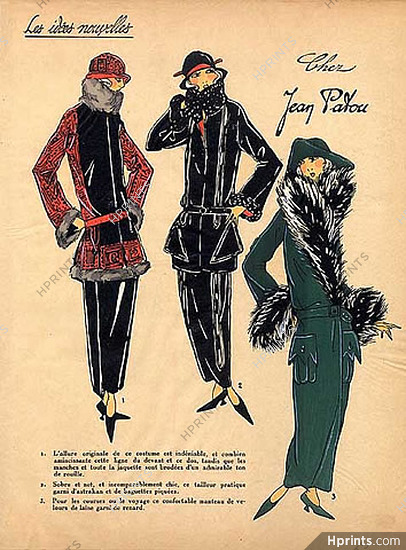 1923 Jean Patou ''Les Idees Nouvelles de la Mode'' Fashion Art Deco Pochoir ''Tres Parisien''