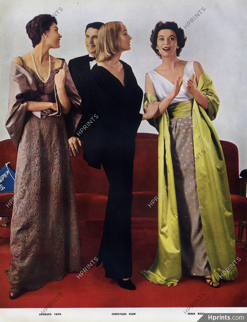 Jacques Fath, Christian Dior, Nina Ricci 1952 Evening Gowns