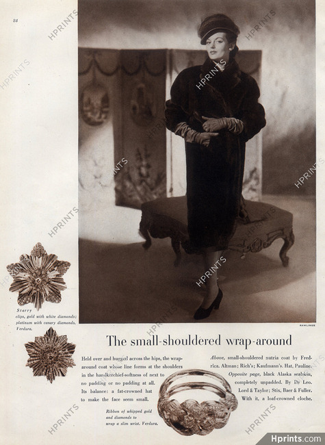 Verdura (Jewels) 1947 Fredrica (Fur Coat) Photo John Rawlings