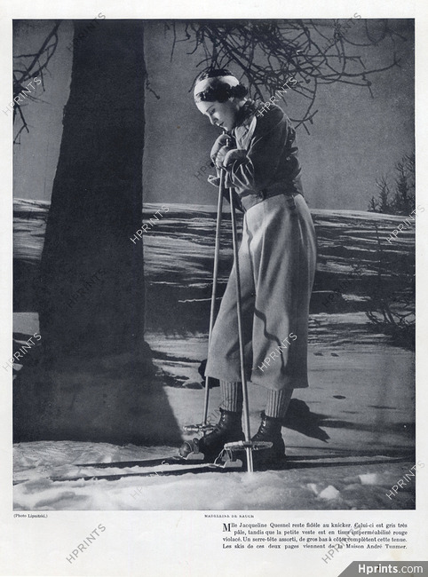 Madeleine de Rauch (Knicker, Ski Wear) 1936 Jacqueline Quesnel, Photo Lipnitsky, Skis André Tunmer
