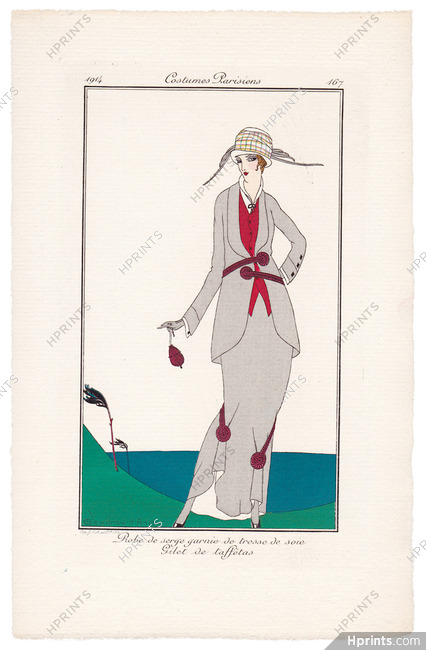 Gaudray d'Anjou 1914 Journal des Dames et des Modes Costumes Parisiens Pochoir N°167