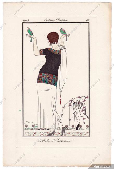 Pierre E. Legrain 1913 Journal des Dames et des Modes Costumes Parisiens Pochoir N°65