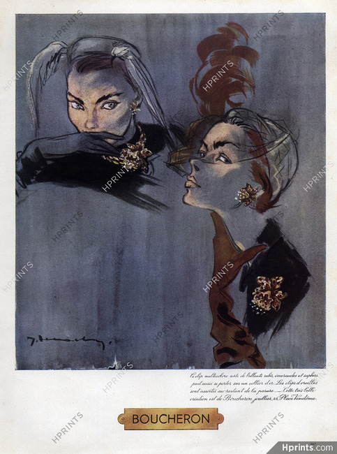 Boucheron 1950 Multicolore Clip d'oreilles, Earrings, Brooches, Jacques Demachy