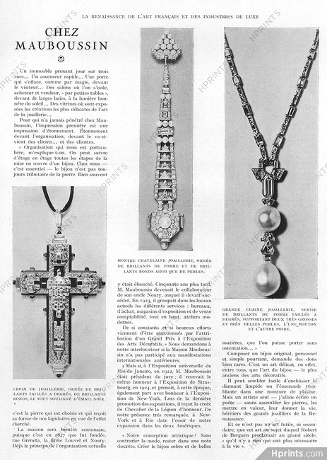 Chez Mauboussin, 1926 - Montre Chatelaine, Chain with Pearls, Cross Brilliants