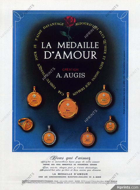 Augis (Jewels) 1964 Medal of Love, la Médaille d'Amour