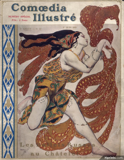 Léon Bakst 1911 Russian Ballet, Oriental Costume, Comoedia Cover