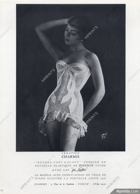 Charmis (Lingerie) 1955 Combiné en dentelle, Dognin