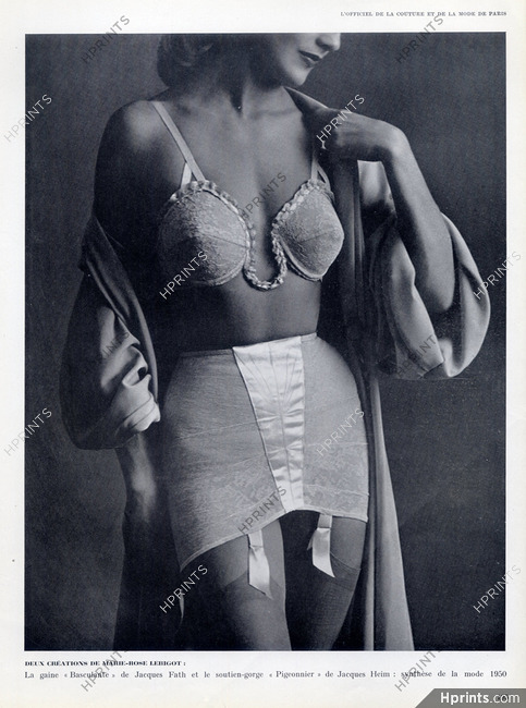 Marie-Rose Lebigot 1949 Girdle for Jacques Fath, Bra for Jacques Heim