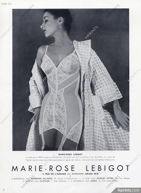 Marie-Rose Lebigot (Lingerie) 1954 Combiné, Dentelle d'Alençon