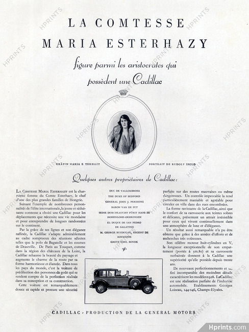 Cadillac (Cars) 1928 Comtesse Maria Esterhazy Portrait of Rudolf Ipold