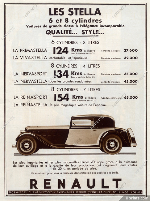 Renault (Cars) 1933 Les Stella