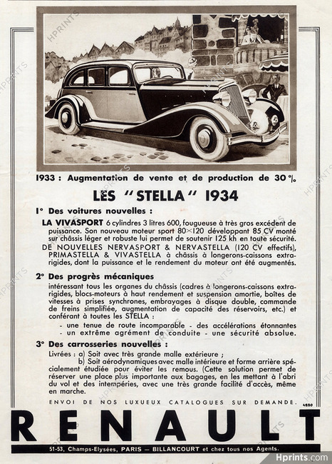 Renault (Cars) 1933 Les Stella
