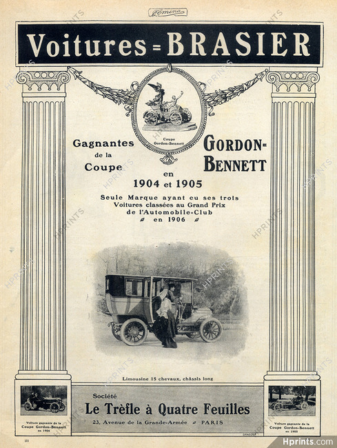 Brasier (Cars) 1907 Coupe Gordon-Bennett