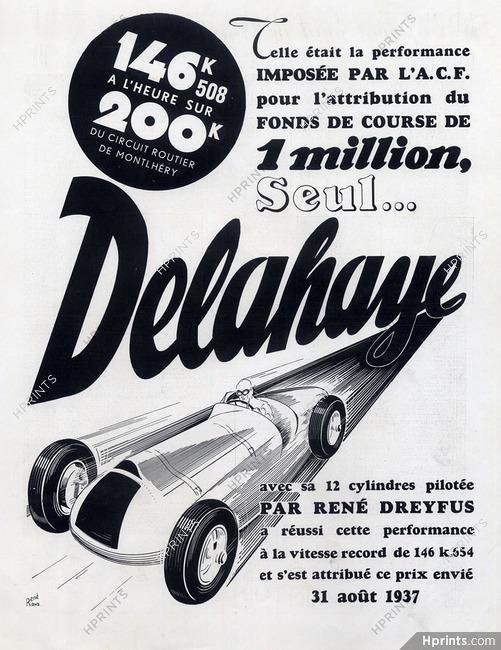 Delahaye (Cars) 1937 René Ravo, René Dreyfus Racing Driver