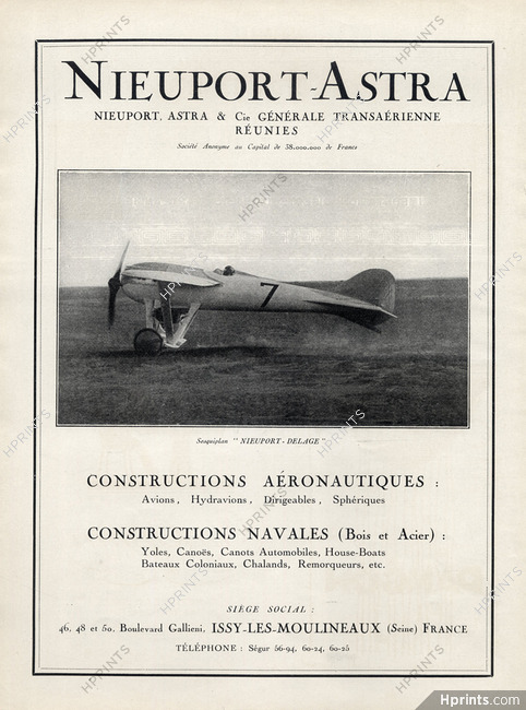Nieuport-Astra (Aéronautiques & Navales) 1923 Aéroplanes, Sesquiplan, Nieuport-Delage