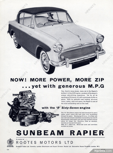 Sunbeam Rapier 1957 Product of Rootes Motors Ltd