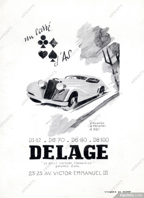 Delage (Cars) 1936 Playing Cards