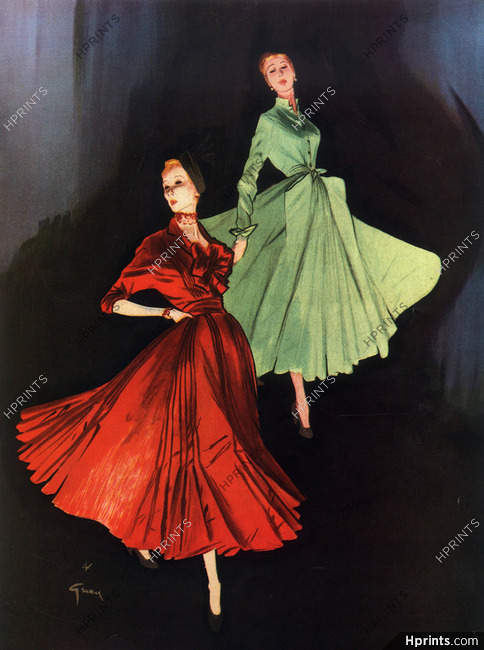 Christian Dior 1947 René Gruau Dresses