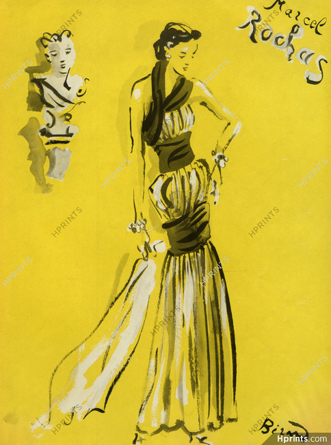 Marcel Rochas 1937 Evening Gown Christian Bérard — Clipping 
