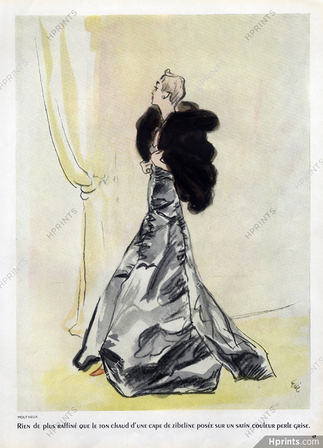 Molyneux 1937 Evening Gown, Zibeline Cape, Eric