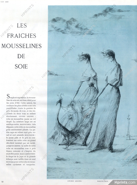 Balenciaga & Lucien Lelong 1948 "Les fraîches mousselines de soie" Giulio Coltellacci