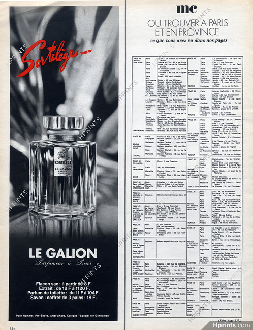 Le Galion (Perfumes) 1966 Sortilège