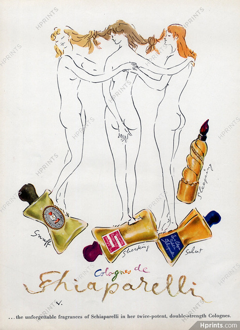 Schiaparelli (Perfumes) 1949 Shocking Sleeping, Salut, Snuff, Marcel Vertès, Nudes