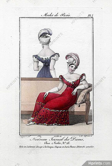Nouveau Journal des Dames 1821 Modes de Paris N°5, Pasquier, A. Hubert Lefèvre