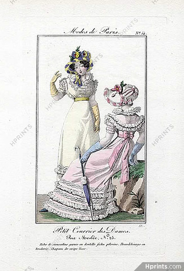 Petit Courrier des Dames 1822 Modes de Paris N°54, Julie Ribault, Delvaux