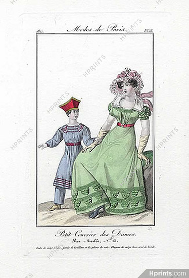 Petit Courrier des Dames 1822 Modes de Paris N°58, Julie Ribault, Delvaux