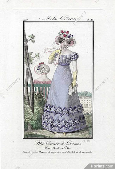 Petit Courrier des Dames 1822 Modes de Paris N°79, Julie Ribault, Delvaux