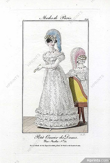 Petit Courrier des Dames 1822 Modes de Paris N°93, Julie Ribault, Delvaux