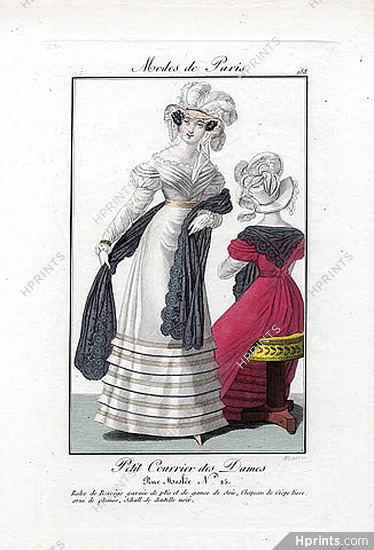 Petit Courrier des Dames 1823 Modes de Paris N°158, Julie Ribault, Barrau