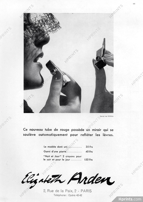 Elizabeth Arden (Cosmetics) 1937 Lipstick possessing a mirror