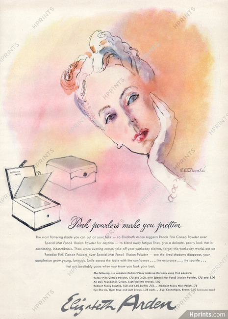 Elizabeth Arden (Cosmetics) 1944 Pink Powder, René Bouché
