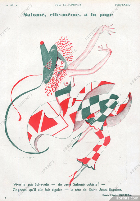 Andrée Sikorska 1930 Salomé, Cubism, Dancer Topless